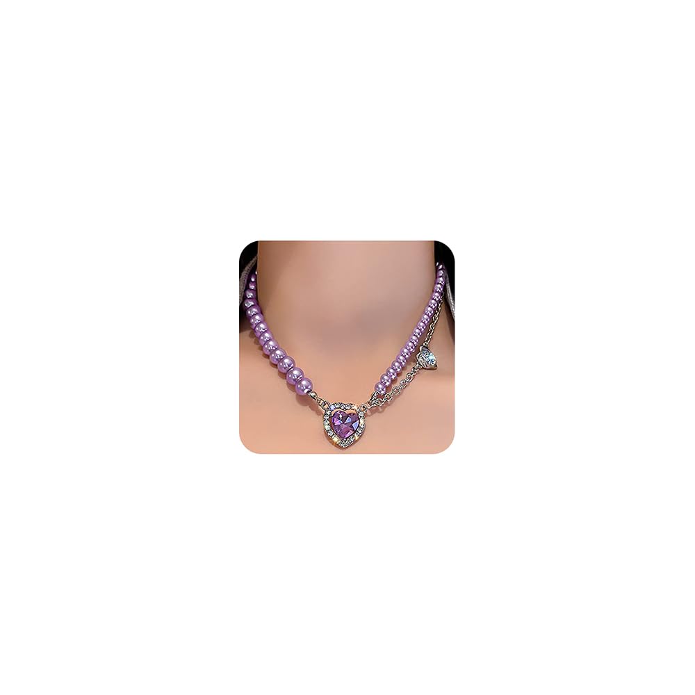 Amazon.com: Wiwpar Pearl Choker Necklace Rhinestone Crystal